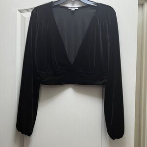 Elegant Black Velvet Women's Top
